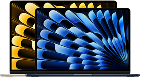 Hình ảnh mặt trước của phiên bản MacBook Air 13 inch và 15 inch thể hiện kích thước của các màn hình khác nhau (tính theo đường chéo)