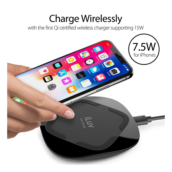 iLuv 15W wireless charger w/QC2.0 wall charger