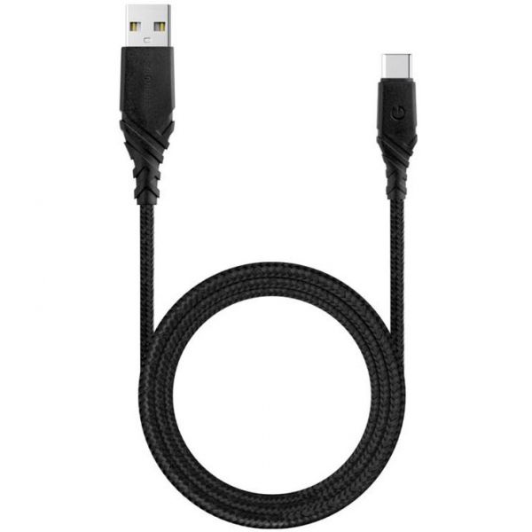 ENERGEA-DURAGLITZ ANTI-MICROBIAL USB2.0 USB-A TO USB-C 5A 1.5M UNIVERSAL CABLE BLACK - CBL-DABAC-BLK150