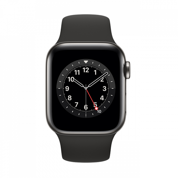 Apple Watch Series 6 GPS Cellular Stainless Steel Sport Band-Black-40mm