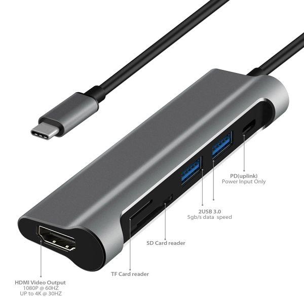 CỔNG NỐI JCPAL USB-C MULTIPORT 6 IN 1 - Grey 