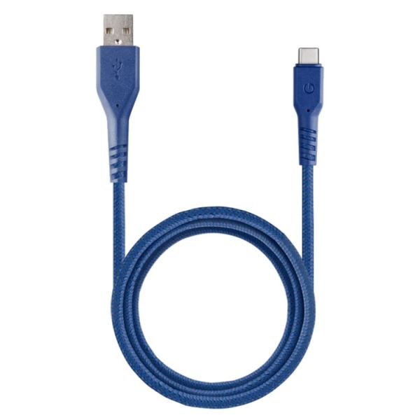 ENERGEA-FIBRATOUGH, 2.0 USB-C TO USB-A CHARGE & SYNC CABLE 480MBps 5A 1.5M BLUE - CBL-FTCA5A-BLU150