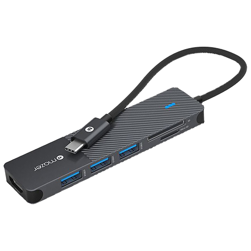 MAZER/M-UC2MULTI7001-BK/Infinite.HUB 6-in-1 USB-C to HDMI4K/30hz/USB3.0X3/SD/MicroSd Card/20CM Cable BLACK -  M-UC2MULTI7001-BK