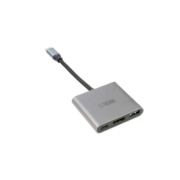 Tucano USB Type C Hub W/HDMI,USB,USBC Space Gray